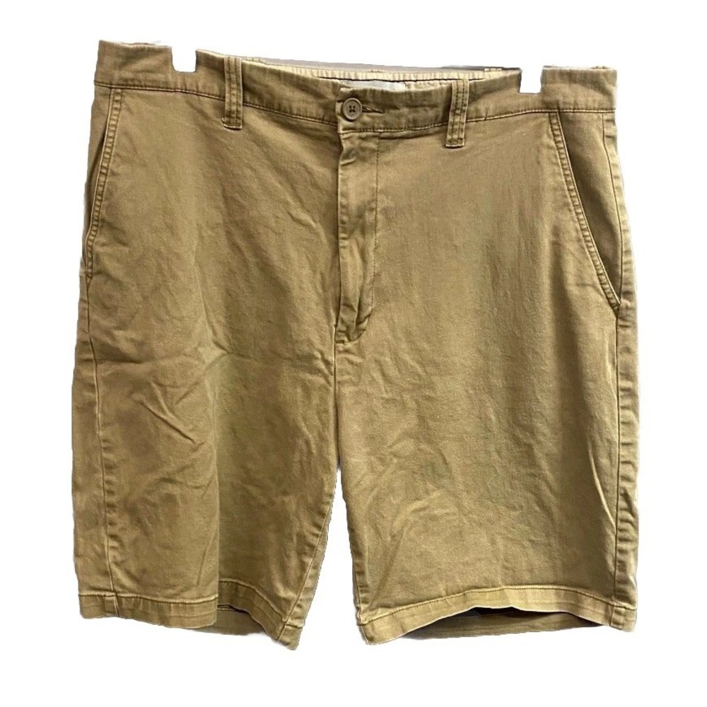 Sun River Chino Shorts Mens 36 Olive Stretch Performance Flat Front 8" Inseam